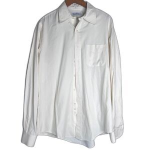 Brooks Brothers Original Polo Woven Shirt Cream Long Sleeve Button Front Neck 18
